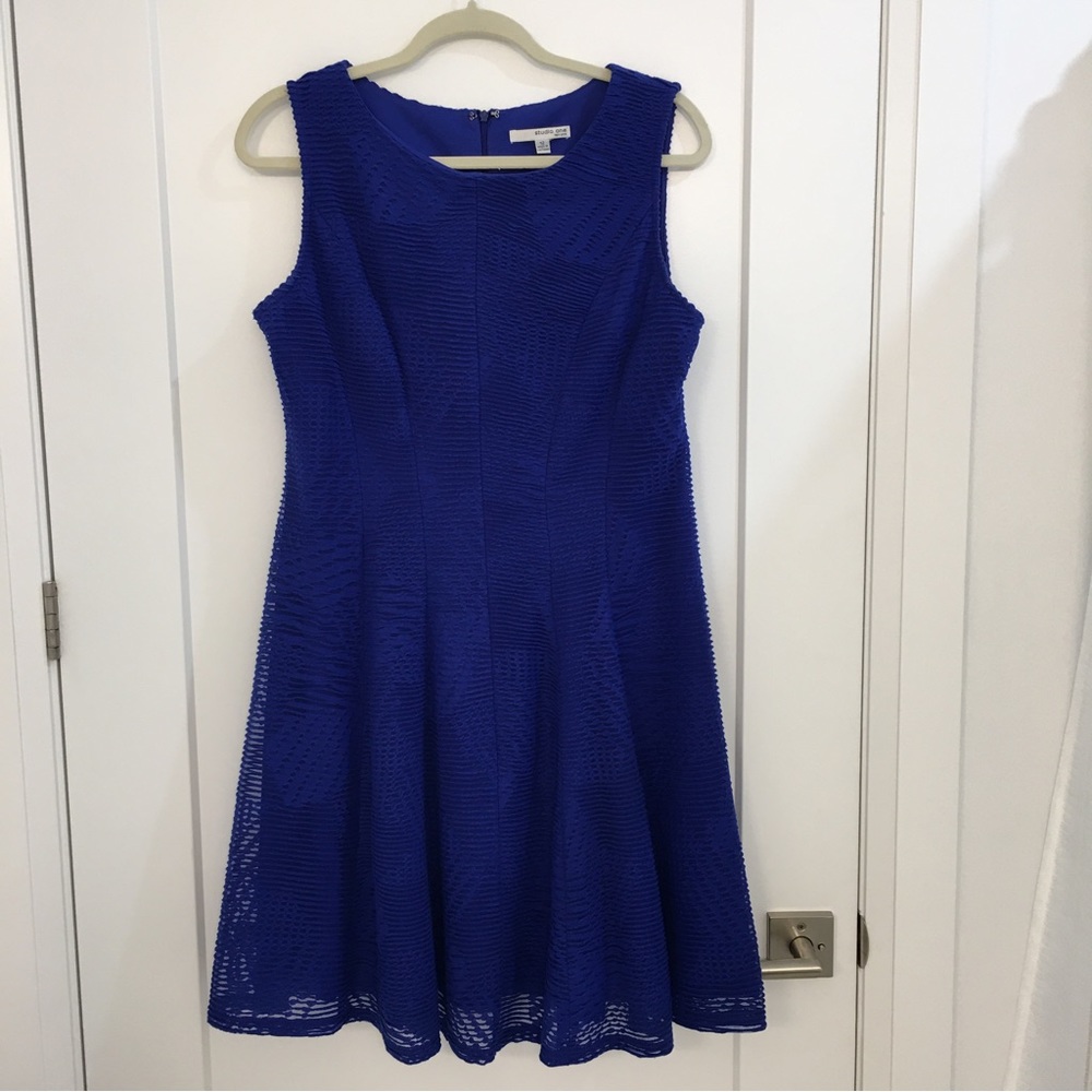 Royal blue sleeveless dress. Size 12. Studio One.